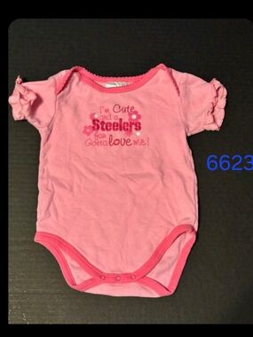 NFL Pink Ruffled Sleeve Steelers Baby Bodysuit